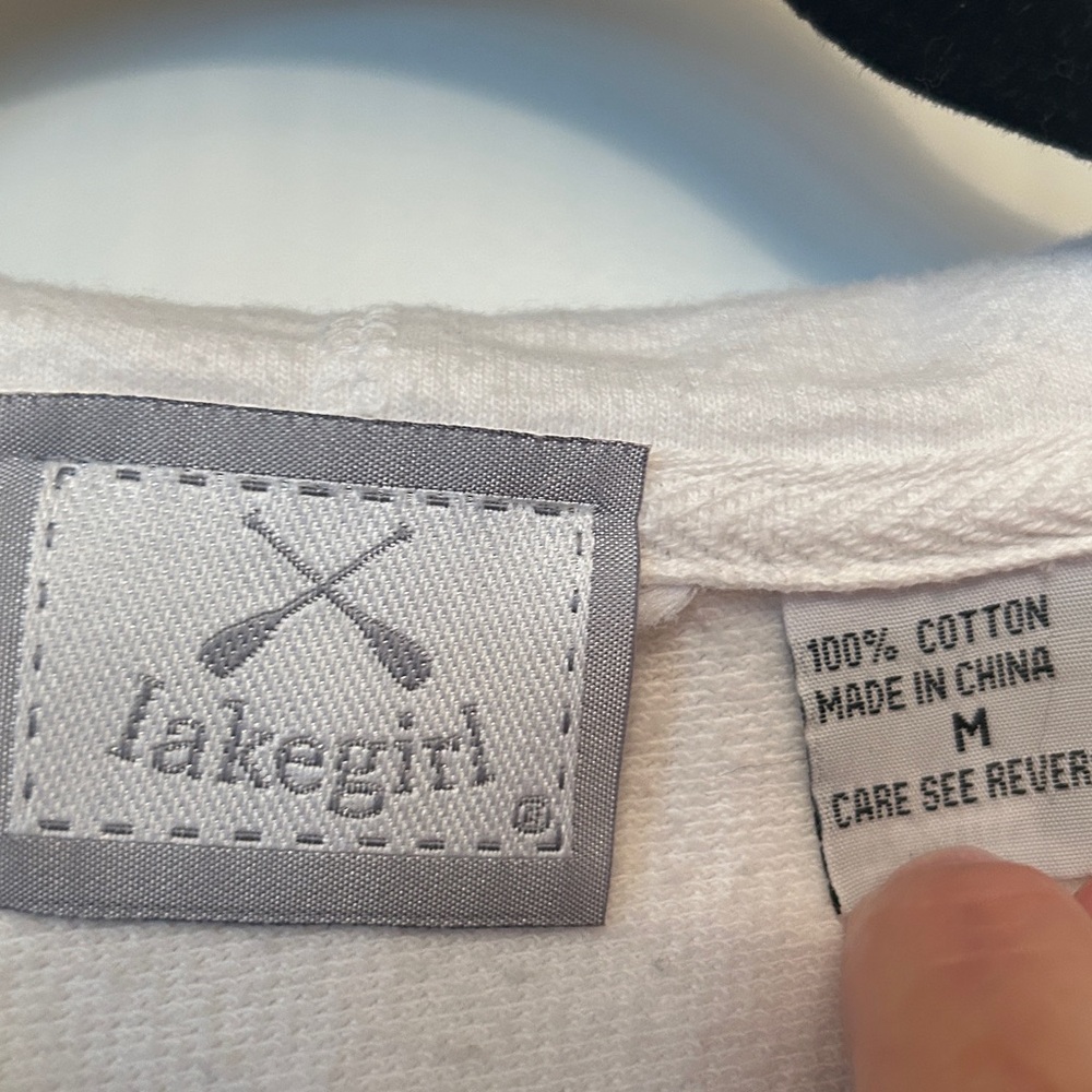 Lakegirl Cotton Hoodie M White Navy Casual Lake Leisure Lounge Gym - Picture 6 of 11